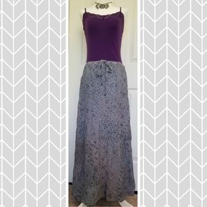 Blue Sky Periwinkle Vintage Stitchwork Maxi Skirt